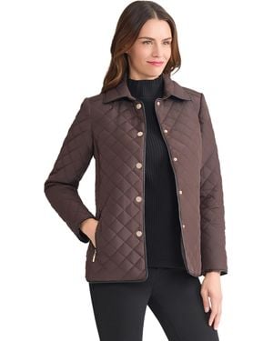 Jones New York Quilted Snap-front Jacket - Brown