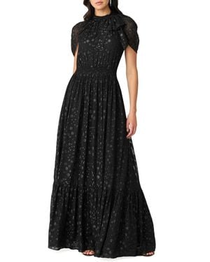 Shoshanna Midnight Clip Dot Chiffon Misha Dress - Black