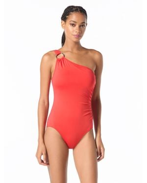 Michael Kors Standard Solid Logo Ring Shoulder One Piece - Red