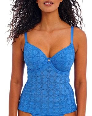Freya Nomad Nights Underwire Plunge Tankini Top - Blue
