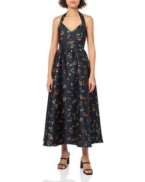 Shoshanna Midnight Blurred Floral Mikado Georgia Dress - Black