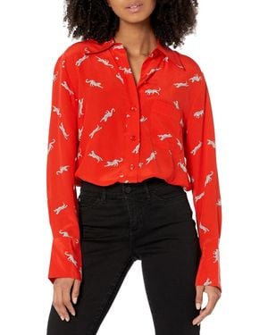 Equipment Quinne Long Sleeve Top In Fiery Red Multi