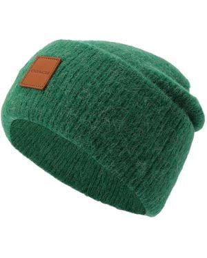 COACH Leather Patch Beanie - Green