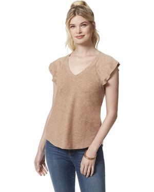 Jessica Simpson Gracie Flutter Sleeve Tee Shirt - Gray