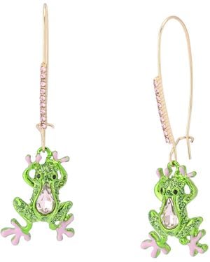 Betsey Johnson Betsey's Backyard Frog Dangle Earrings - Green