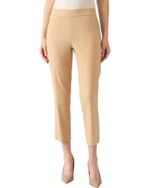Kasper Stretch Twill Flat Front Slim Cropped Pant - Natural