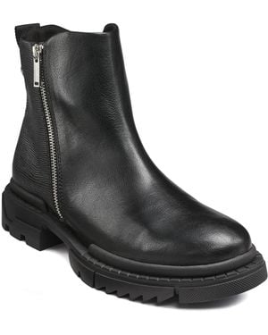 Karl Lagerfeld Paris Lug Sole Boot With Double Side Zippers Combat - Black