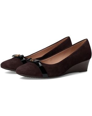 Cole Haan Malta Wedge 40 Mm High Heels Chocolate Suede/ Patent Leather 7.5 B - Black