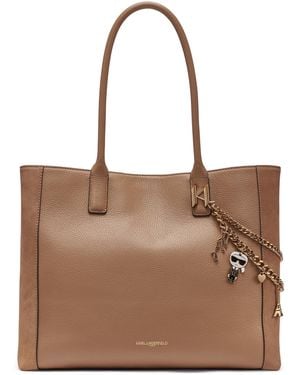 Karl Lagerfeld Paris Lyon Leather Tote Bag - Brown