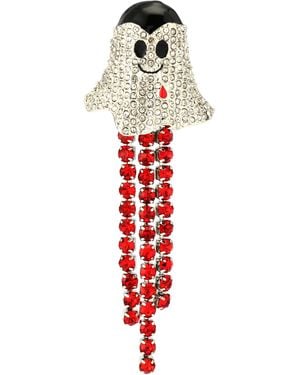 Betsey Johnson Halloween Vampire Ghost Fringe Brooch - Red