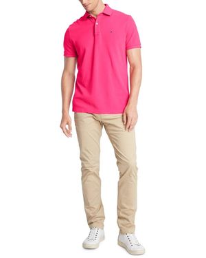 Tommy Hilfiger Short Sleeve Polo Shirt In Custom Fit Raspberry - Red