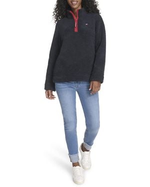Tommy Hilfiger Sportswear 1/4 Zip Mockneck Sherpa Pullover - Black