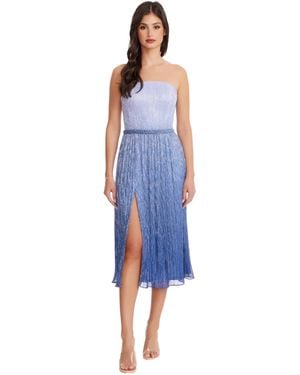 Dress the Population Haldis Metallic Crinkle Knit - Blue