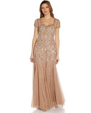 Adrianna Papell Beaded Sweetheart Godet Gown - Multicolor