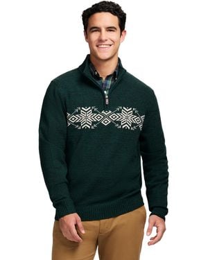 Izod Holiday Quarter Zip Pullover Sweater - Green