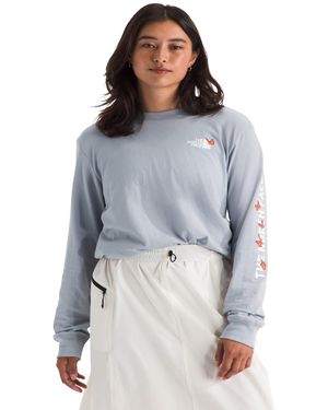 The North Face Evolution Butterfly Long-sleeve Tee | Regular Fit Cotton Shirt With Logo Graphic - Blue