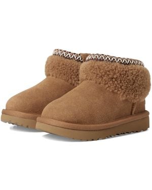 UGG T Classic Ultra Mini Maxi Curly Fashion Boot - Brown