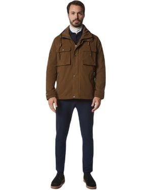 Andrew Marc Mid-length Hooded Zenith Trucker Adjustable Cuff Tab With Snap Closure - Brown