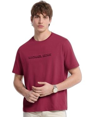 Michael Kors Embossed Shadow Logo Tee - Red