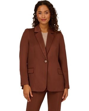 Adrianna Papell Solid Twill One Button Blazer - Brown