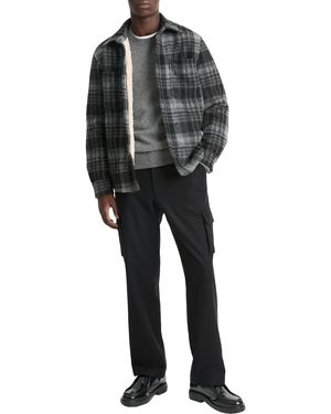 Vince S Sherpa Lined Plaid Shirt Jkt - Black