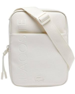 Lacoste L.12.12 Branded Zippered Small Flat Bag - White