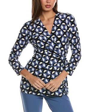 Anne Klein Printed Ity Reversible Double Rounded V - Blue