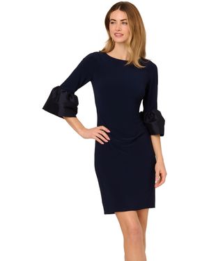 Adrianna Papell Short Draped Jersey Dress - Blue