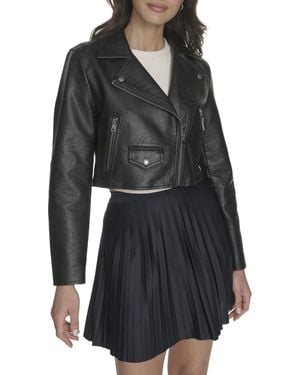 Levi's Cropped Faux Leather Moto Jacket - Black