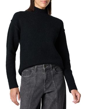 The Drop Carolina Shoulder Mock Neck Pullover With Exposed Seams Jumper - Black