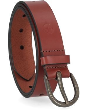 Timberland Casual Leather Belt For Jeans - Red