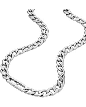 Fossil Heritage D-link Stainless Steel Chain Necklace - Metallic