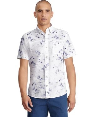 Izod Saltwater Dockside Chambray Short Sleeve Button Down Shirt - Blue