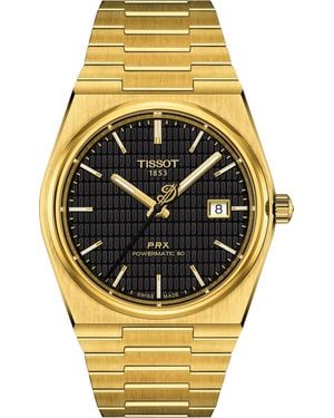 Tissot S Prx Powermatic 80 Damian Lillard Special Edition 316l Stainless Steel Case With Yellow Gold Pvd Coating Automatic Watch, - Gray