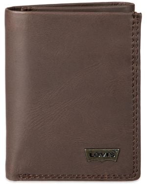 Levi's Trifold Wallet-sleek And Slim Includes Id Window And Credit Card Holder - Brown