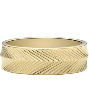 Fossil Harlow Linear Texture Gold-tone Stainless Steel Band Ring - Metallic