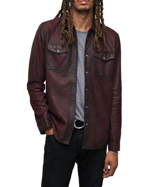 John Varvatos Lionell Leather Shirt Jacket - Black