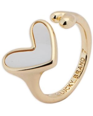 Lucky Brand Sweet Pearl Heart Ring - Metallic
