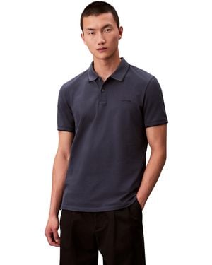 Calvin Klein Stretch Pique Solid Tipped Polo Ink - Blue