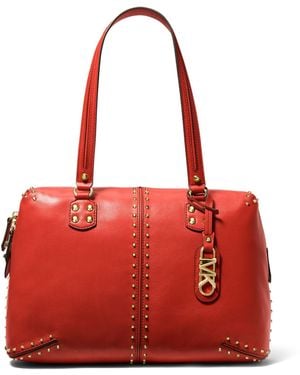 Michael Kors Astor Studded Large Shoulder Tote - Red