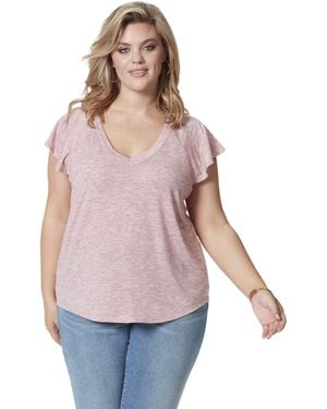 Jessica Simpson Gracie Flutter Sleeve Tee Shirt Plus Size - Multicolor
