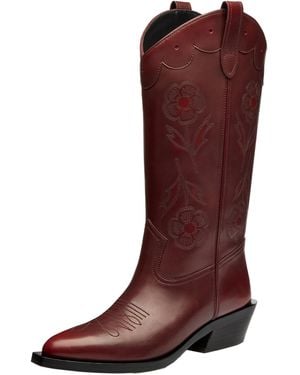 COACH Aria Cowboy Boot In Loved Leather Knee High - Brown