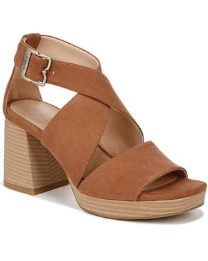 Dr. Scholls S Maya Block Heel Sandal Honey Microfiber 7.5 M - Brown