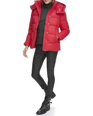 DKNY Hooded Puffer Coat - Red