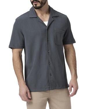 PAIGE Oliver Pique Button Up Shirt - Gray