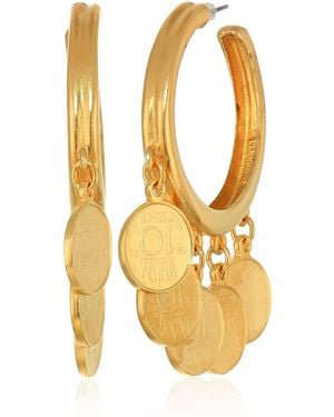 Ben-Amun Ben-amun Moroccan Coin 24k Gold Plated Vintage Earrings - Multicolor