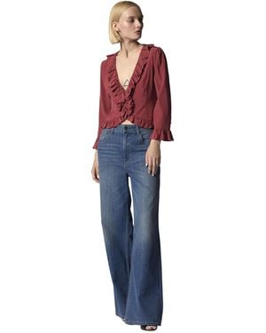 Equipment Yasmina Top In Earth Red - Blue