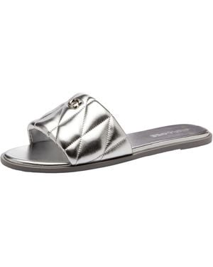 COACH Holly Quilted Metallic Leather Sandal - White