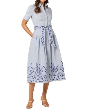 Shoshanna Peonia Pinstripe Finley Dress - Blue