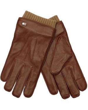 Tommy Hilfiger Enamel Flag Leather Glove - Brown